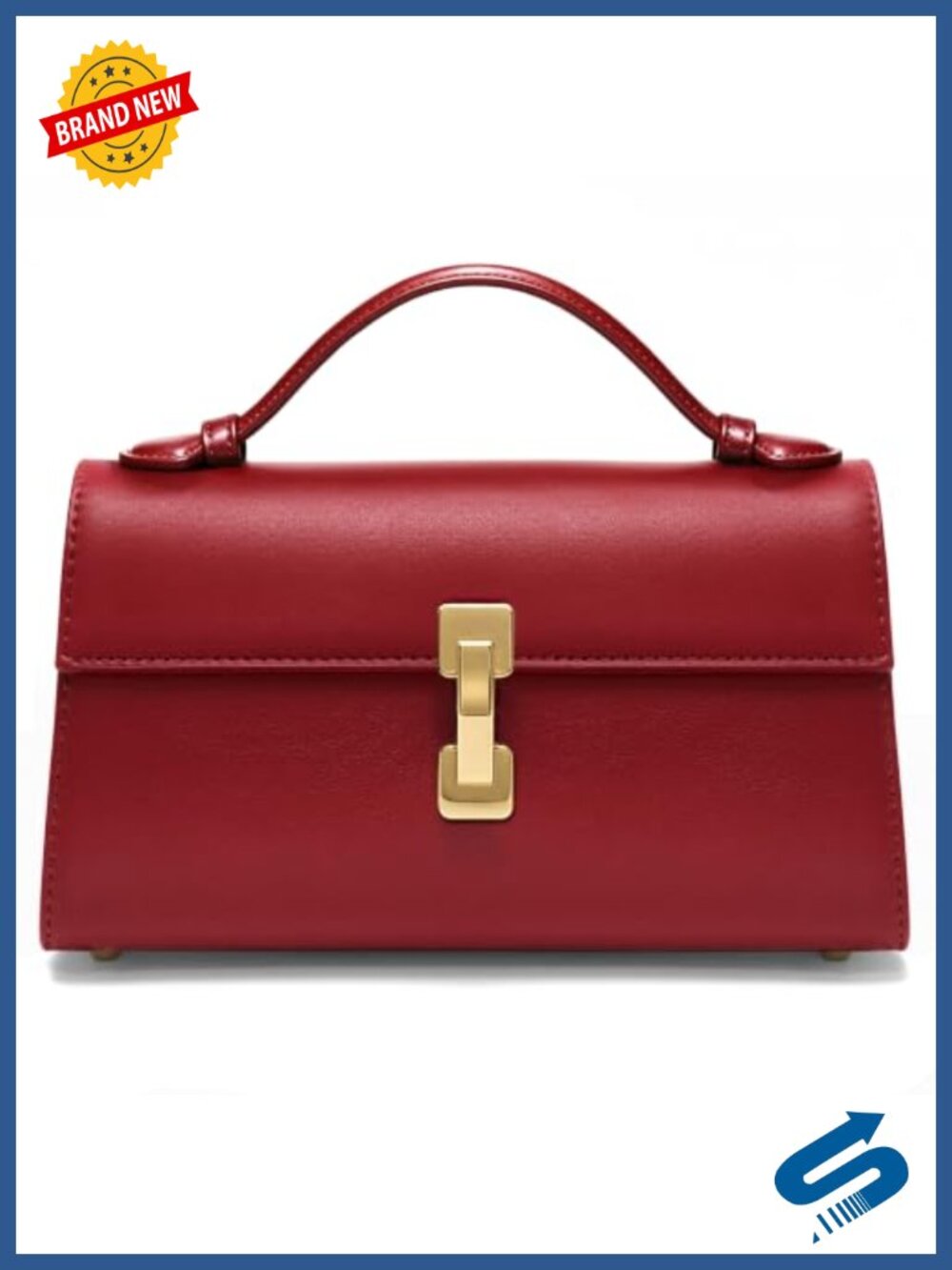 Small Vegan Leather Top Handle Satchel Clutch Crossbody Shoulder Bag